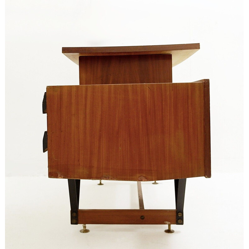 Petit Bureau vintage Ico Parisi en Bois avec Structure en Métal, Italie, 1960