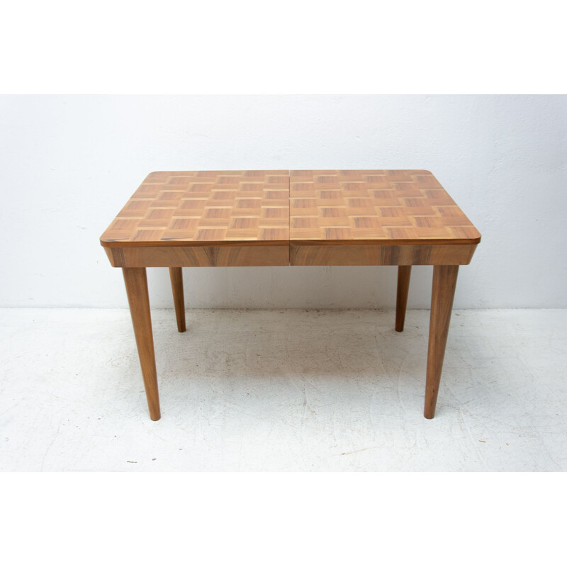 Table vintage réglable avec un motif d'échecs par Jindřich Halabala pour l'Úp Závody Brno, Tchécoslovaquie 1950