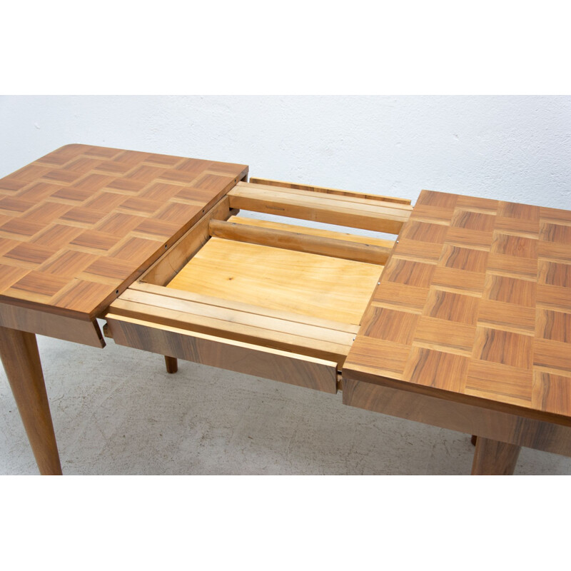 Vintage adjustable table with a chess pattern by Jindřich Halabala for Úp Závody Brno, Czechoslovakia 1950