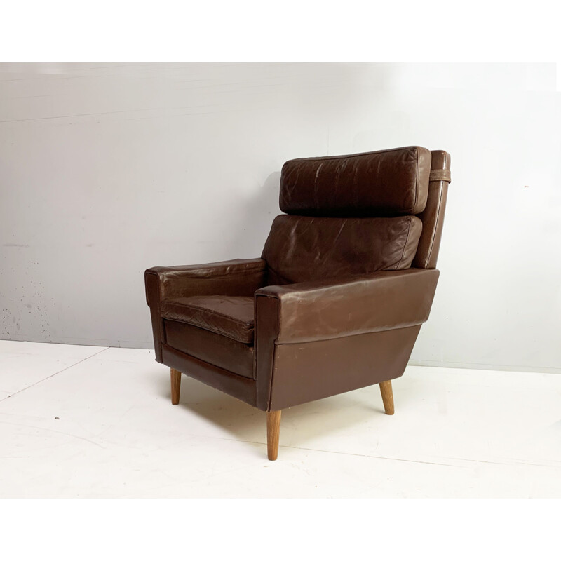 Fauteuil vintage en cuir Danemark, 1960