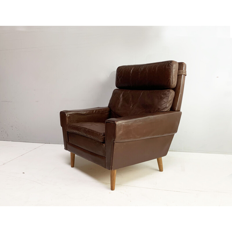 Mid century leather armchair Danish  1960s