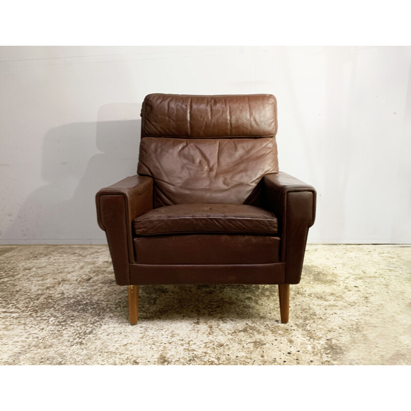 Mid century leather armchair Danish  1960s