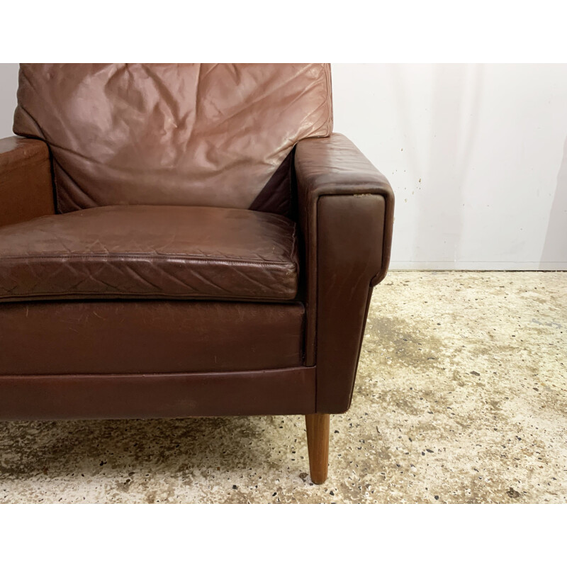 Mid century leather armchair Danish  1960s