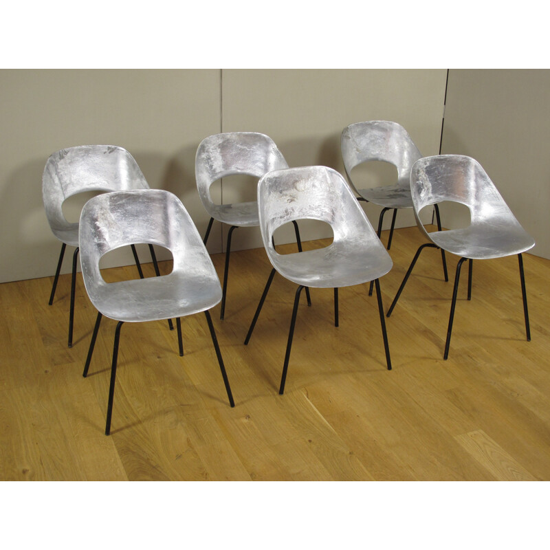 Set of 6 Steiner "Tulipe" chairs, Pierre GUARICHE - 1950s