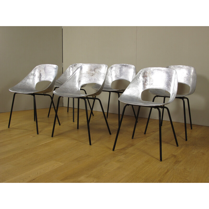 Set of 6 Steiner "Tulipe" chairs, Pierre GUARICHE - 1950s