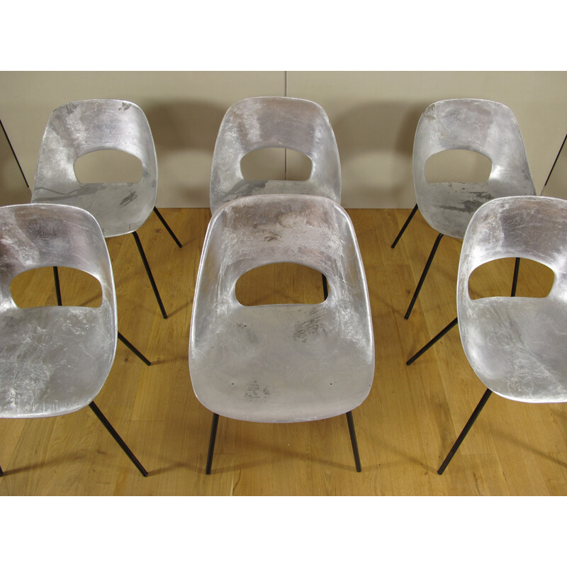 Set of 6 Steiner "Tulipe" chairs, Pierre GUARICHE - 1950s