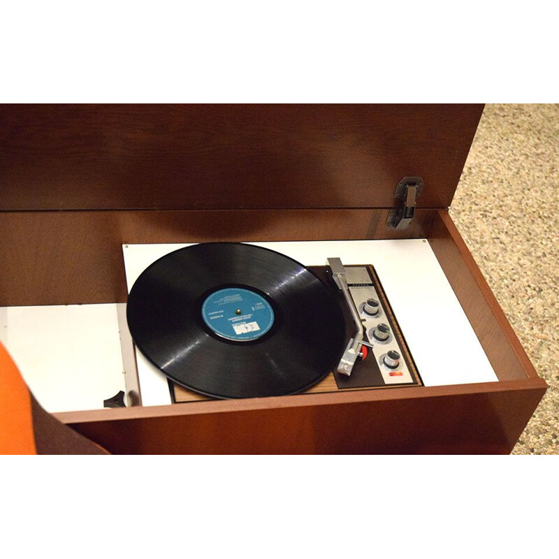 Vintage living room modular with record player, bar and lamp Spage Age 1970s