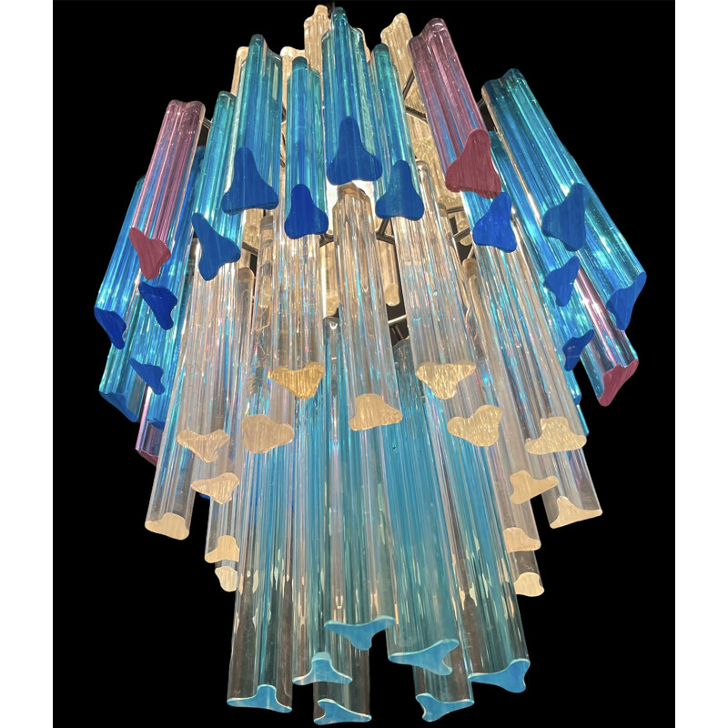 Lustre vintage Prisme bleu de Murano 