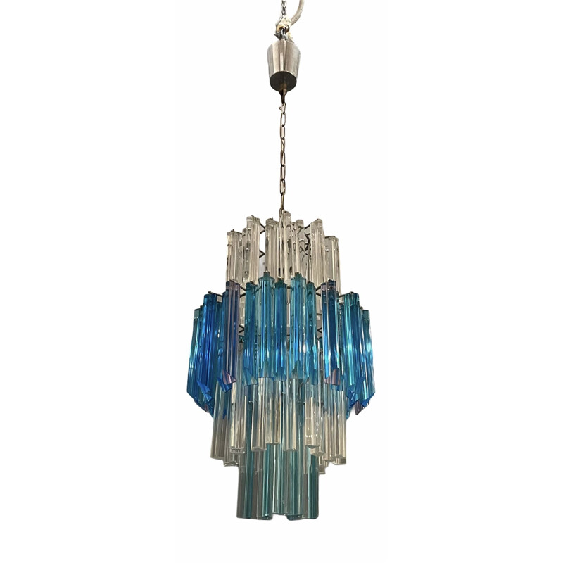 Lustre vintage Prisme bleu de Murano 