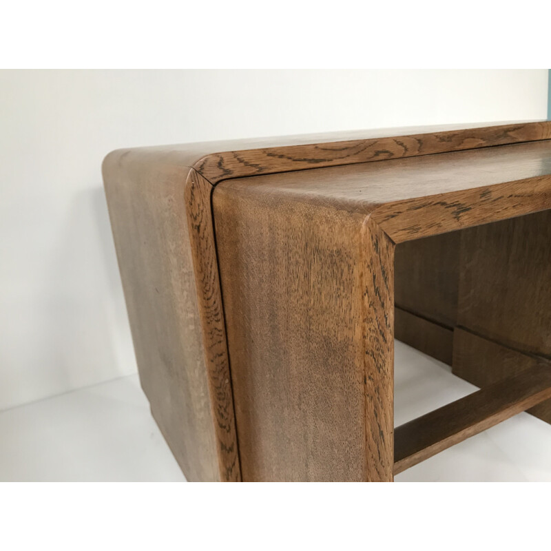 Pair of vintage solid oak nesting tables 1940's