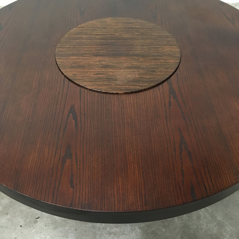 Table basse vintage ronde en bois 1960