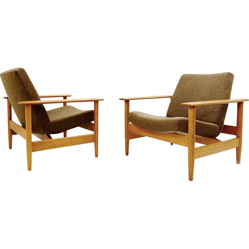 Pair of vintage teak armchairs, 1960