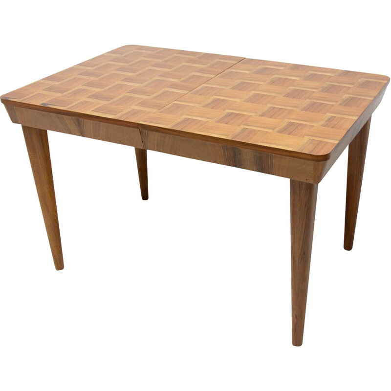 Vintage adjustable table with a chess pattern by Jindřich Halabala for Úp Závody Brno, Czechoslovakia 1950