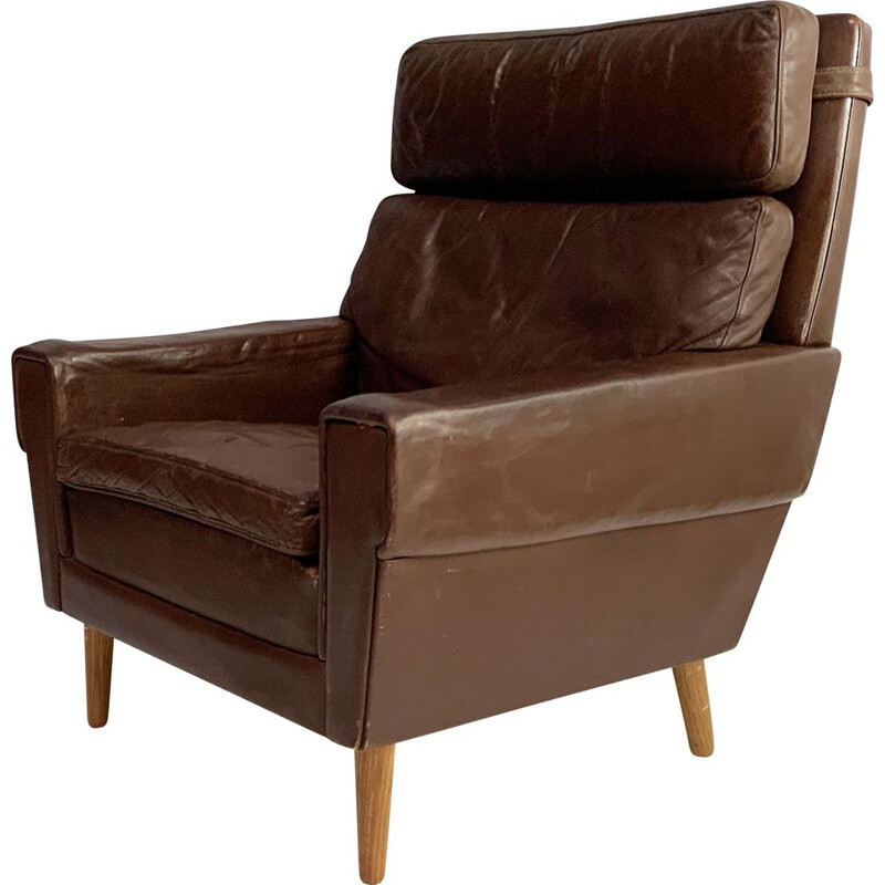 Mid century leather armchair Danish  1960s