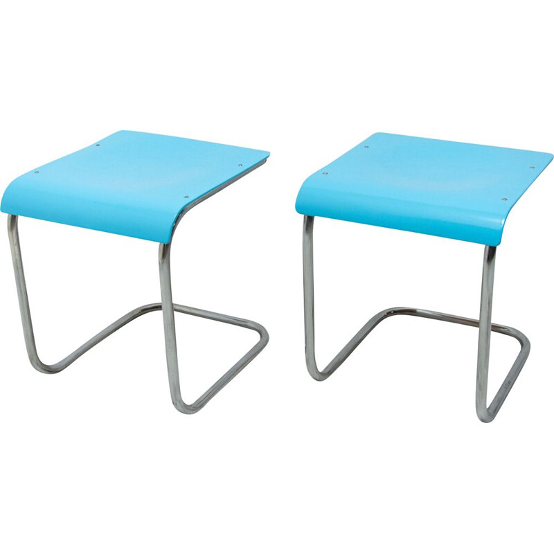Pair of vintage cantilever stools H-22 by Mart Stam for Slezák company, 1930s