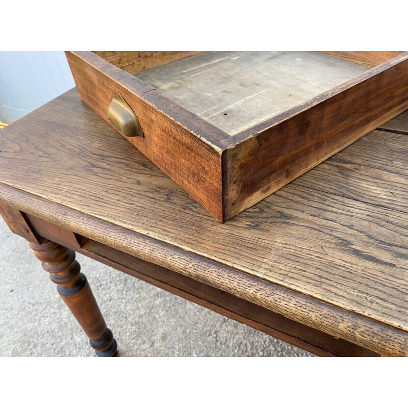 Vintage solid oak farm desk or table with 2 drawers