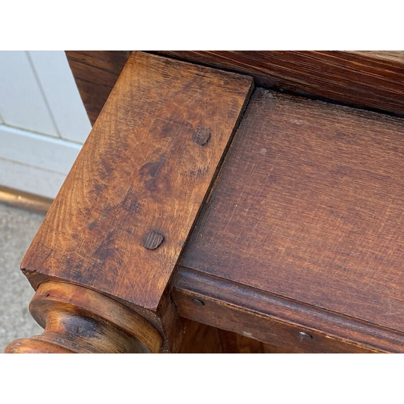 Bureau ou table de ferme vintage en chêne massif avec 2 tiroirs