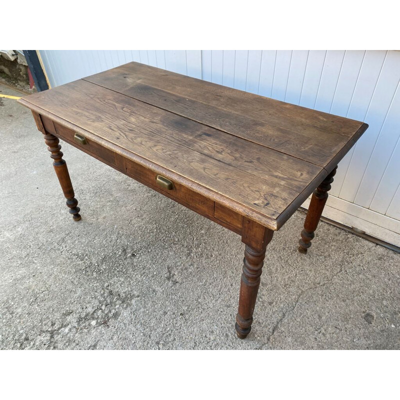 Vintage solid oak farm desk or table with 2 drawers