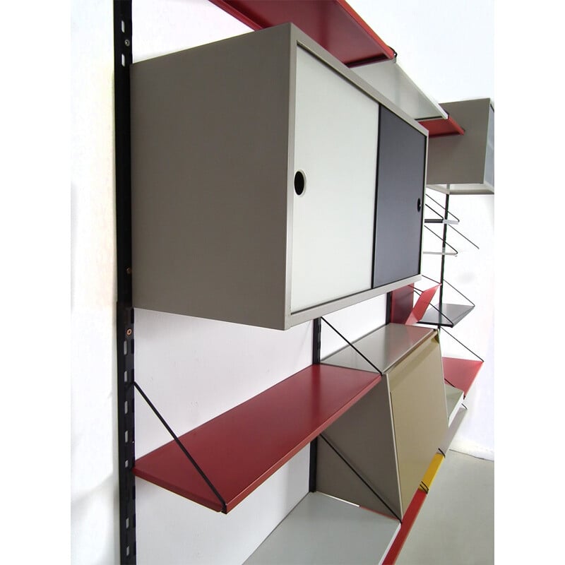Multicolored Pilastro shelving system in metal, Tjerk REIJENGA - 1950s