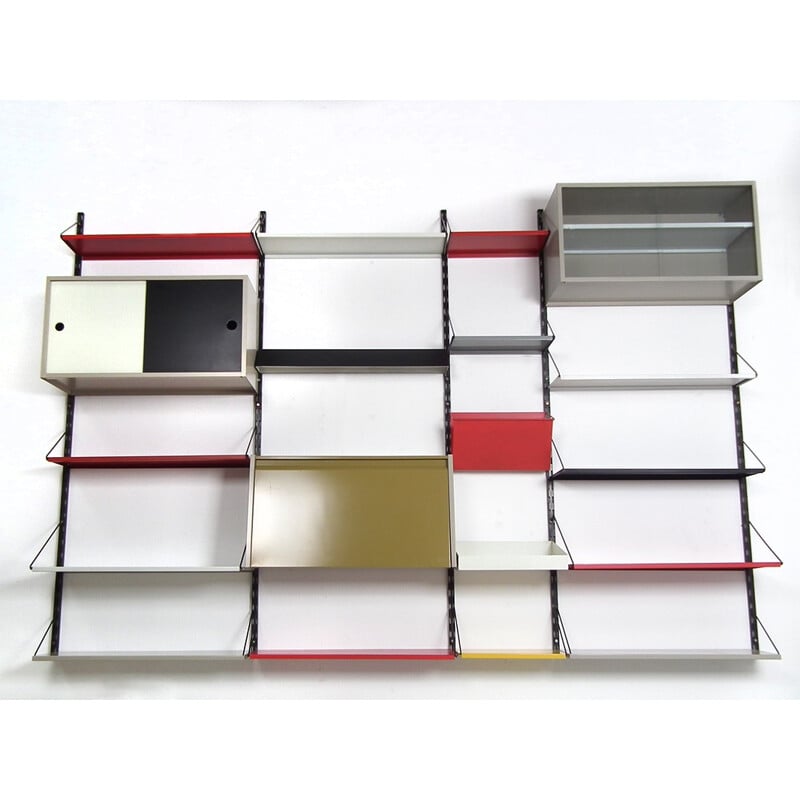 Multicolored Pilastro shelving system in metal, Tjerk REIJENGA - 1950s