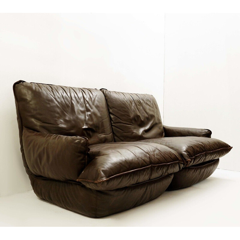 Vintage Airborne Dark Brown Leather 2-seater Sofa