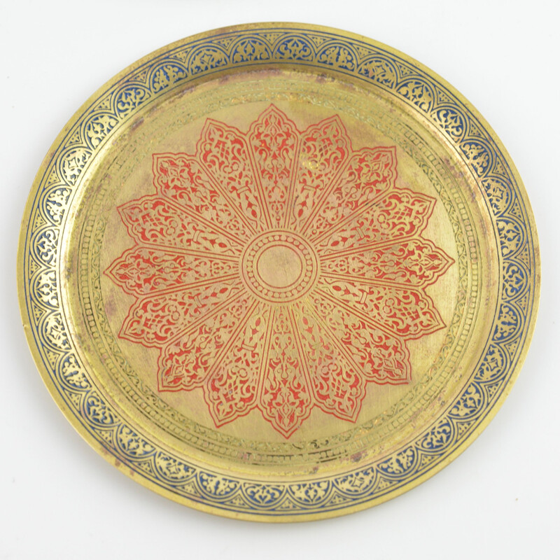 Set of 6 vintage brass plates, Morocco 1960s