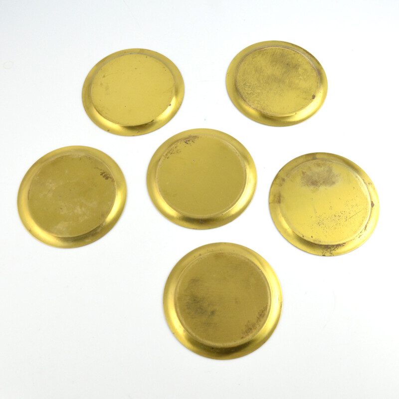 Set of 6 vintage brass plates, Morocco 1960s