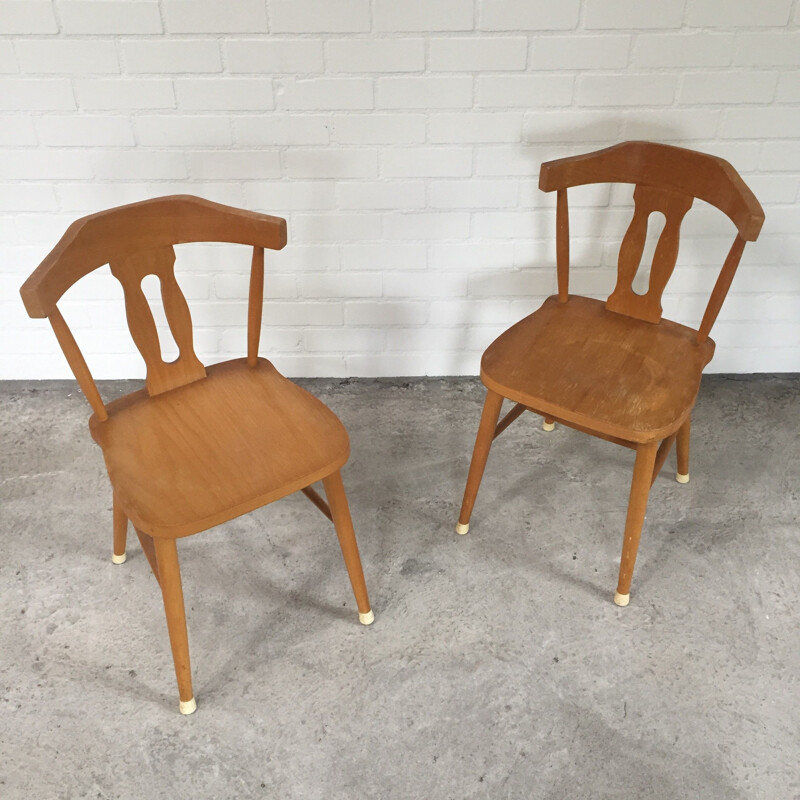 Pair of vintage Drevounia chairs, Czechoslovakia