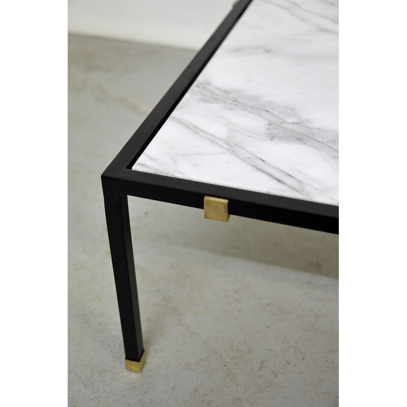 Vintage coffee table marble metal and brass 1960s