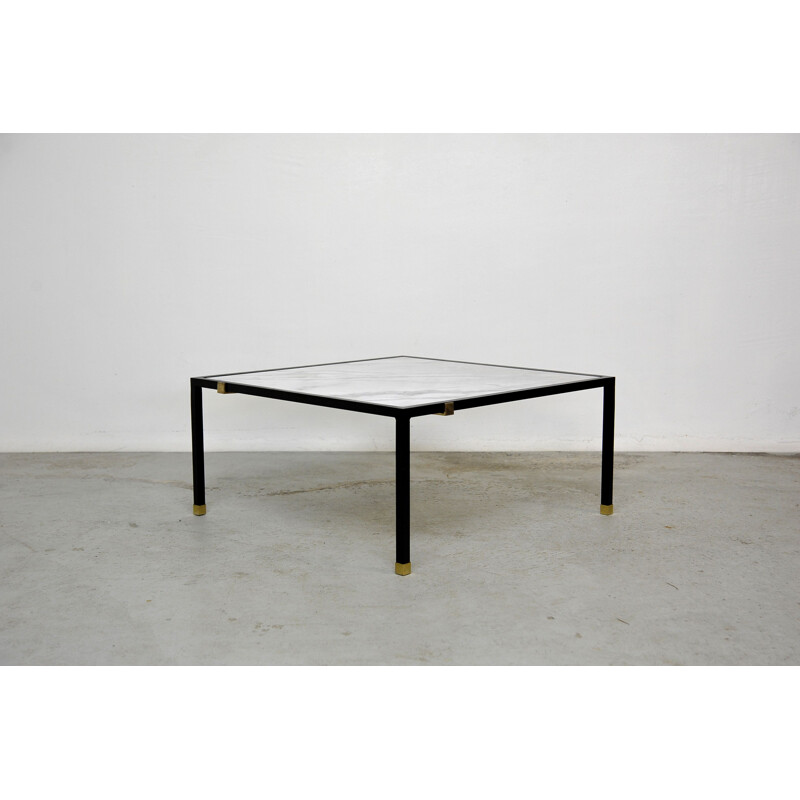Vintage coffee table marble metal and brass 1960s