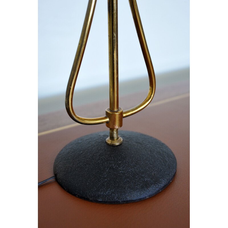 Vintage solid brass table lamp by Arlus, France 1950s