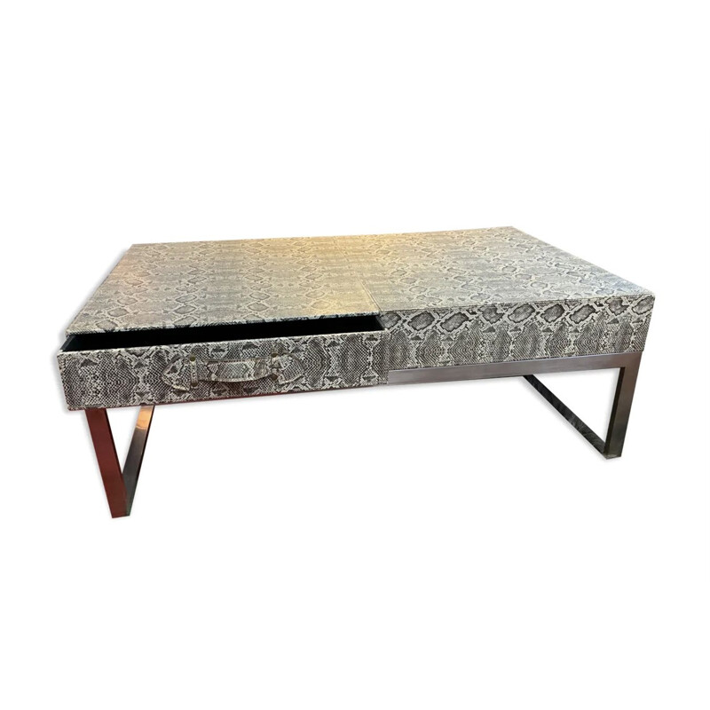 Mesa de café em couro de crocodilo Vintage, 1970