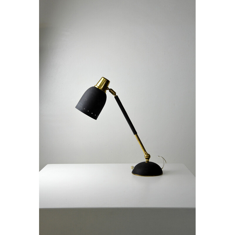 Vintage articulated lamp in brass and lacquered aluminium, Italy 1950s