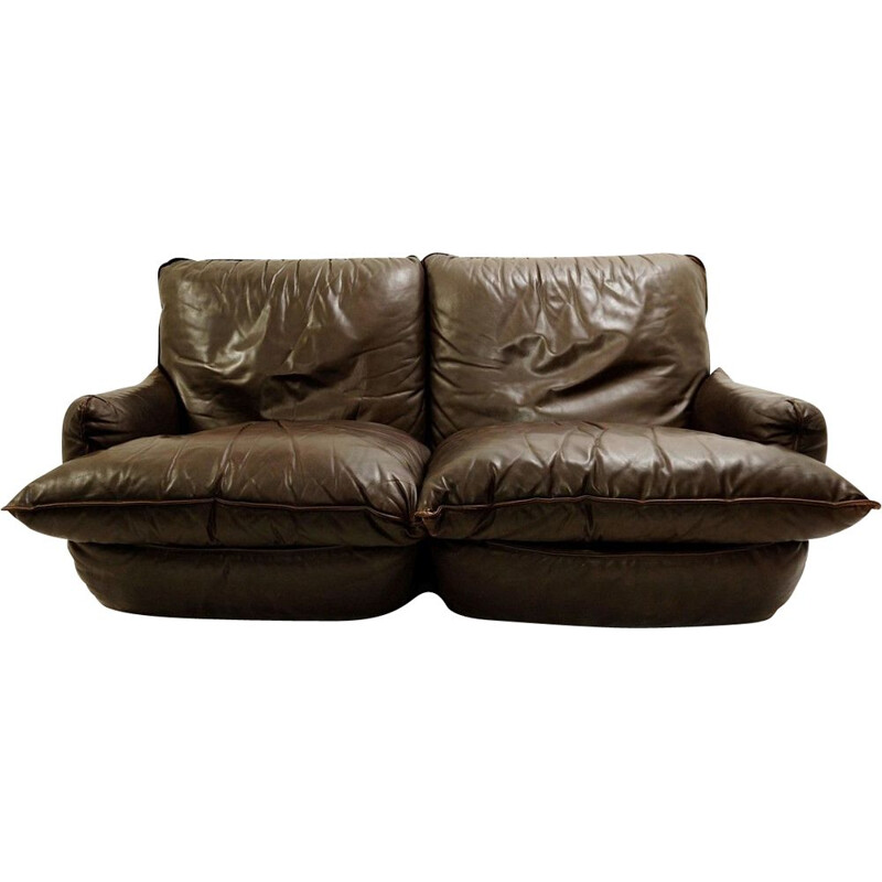 Vintage Airborne Dark Brown Leather 2-seater Sofa