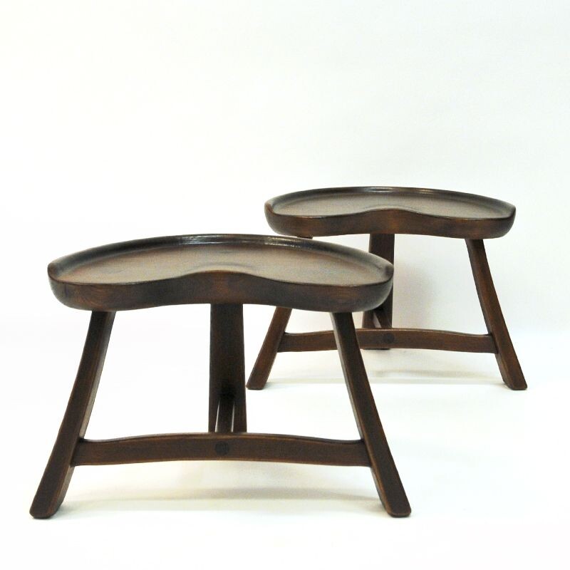 Pair of vintage Pine stool from Krogenæs Møbler Norwegian 1970s