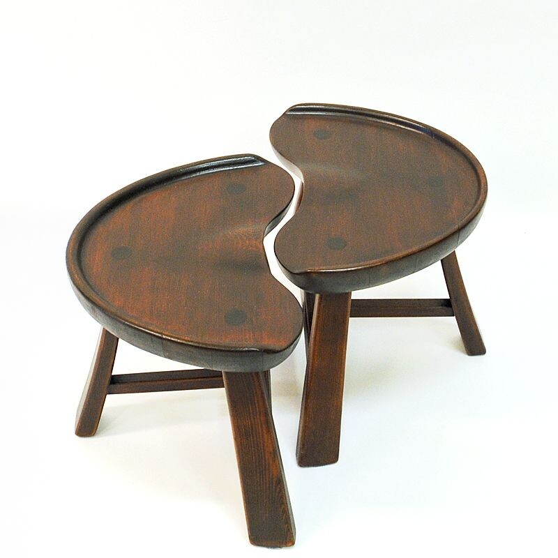 Pair of vintage Pine stool from Krogenæs Møbler Norwegian 1970s