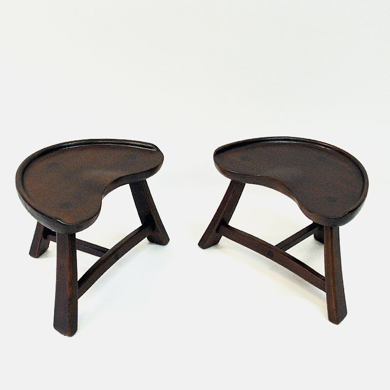 Pair of vintage Pine stool from Krogenæs Møbler Norwegian 1970s