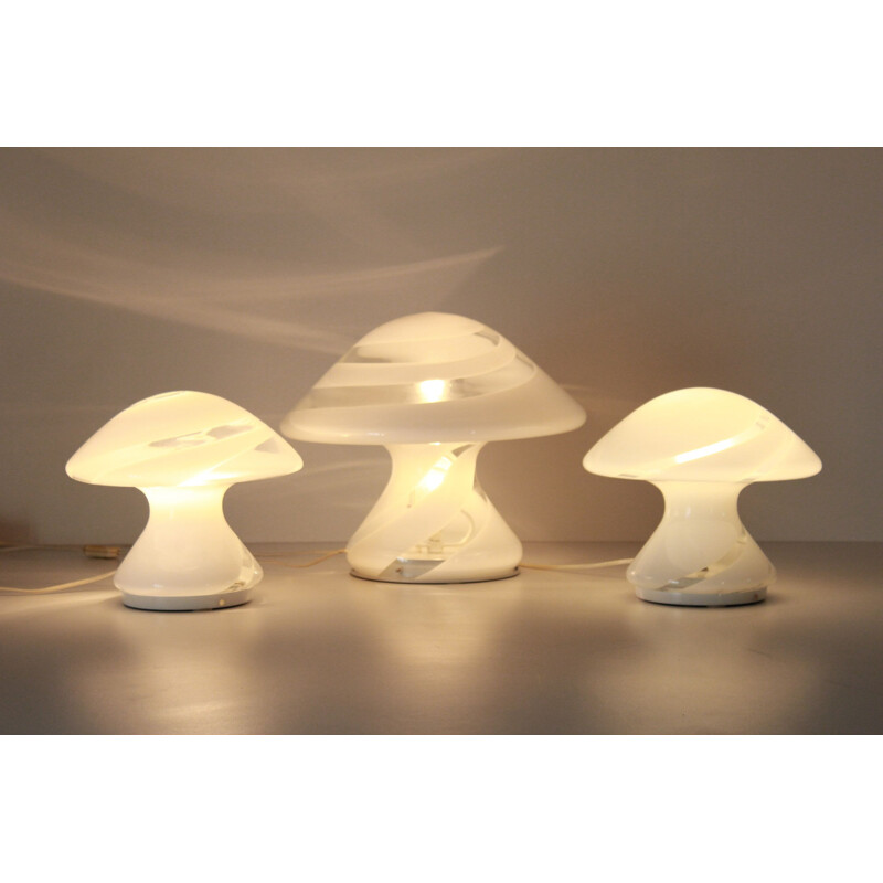 Set of 3 vintage Murano table lamps by Carlo Nason for Mazzega 1960