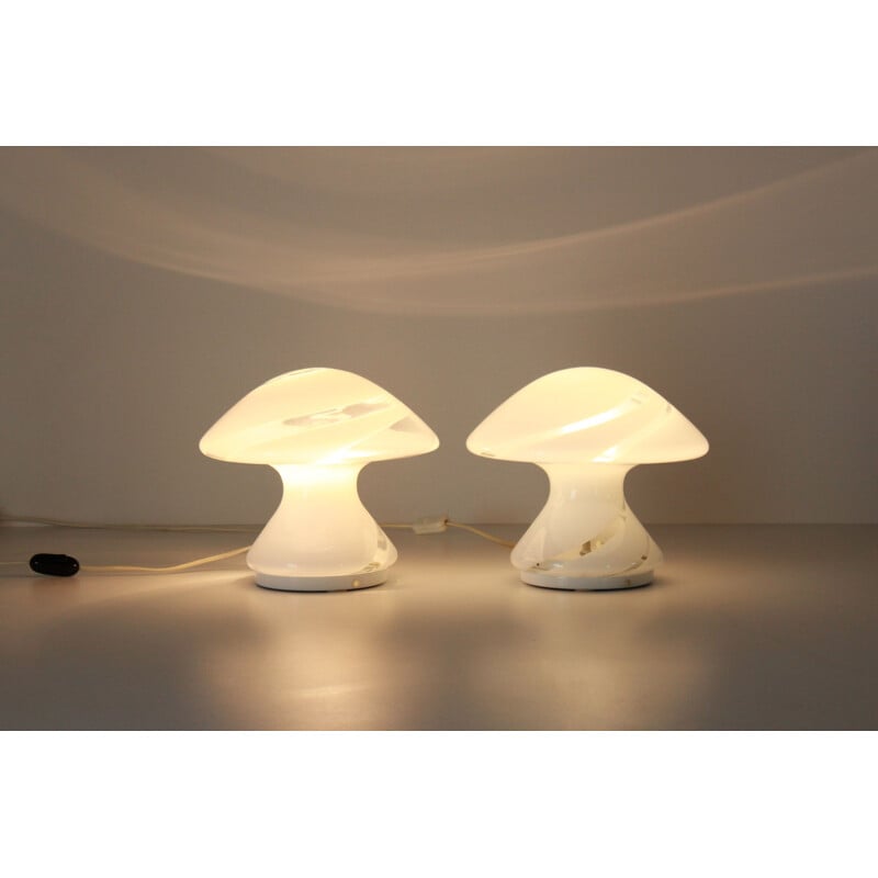 Set of 3 vintage Murano table lamps by Carlo Nason for Mazzega 1960