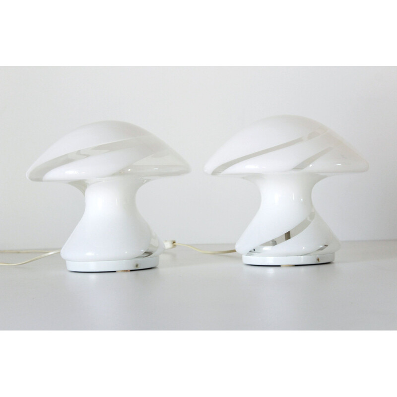 Set of 3 vintage Murano table lamps by Carlo Nason for Mazzega 1960