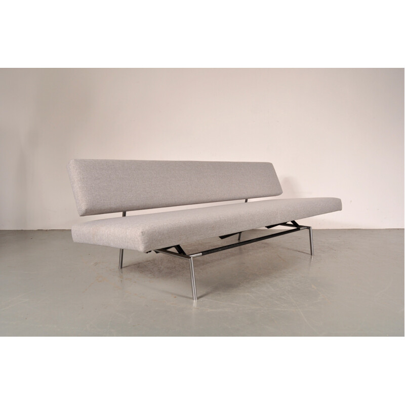 't Spectrum 3-seater sofa in chromed metal and grey fabric, Martin VISSER - 1960s