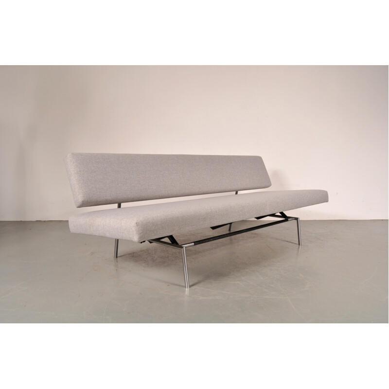 Canapé 3 places 't Spectrum en métal chromé et tissu gris, Martin VISSER - 1960