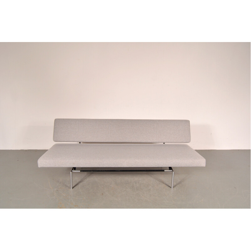 Canapé 3 places 't Spectrum en métal chromé et tissu gris, Martin VISSER - 1960