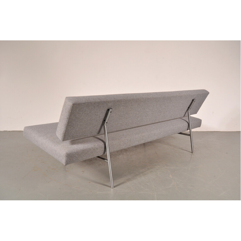 Mid-century 't Spectrum 3-seater sofa in grey fabric and chromed metal, Martin VISSER - 1960s