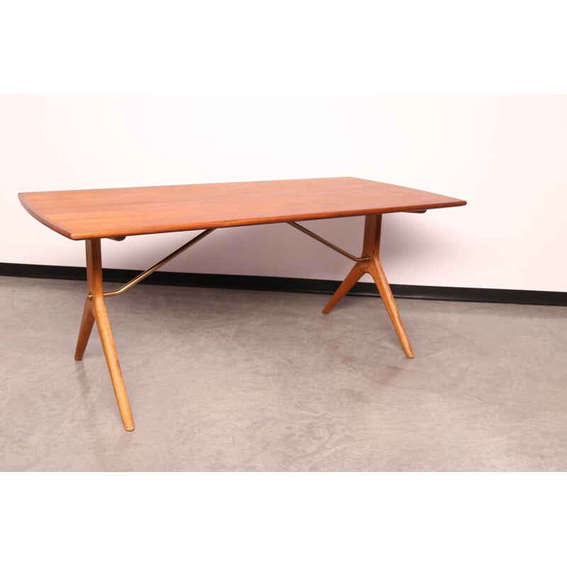 Vintage teak & brass Coffee table in oak by Ekselius for JOC Jo Carlsson, Sweden 1960s