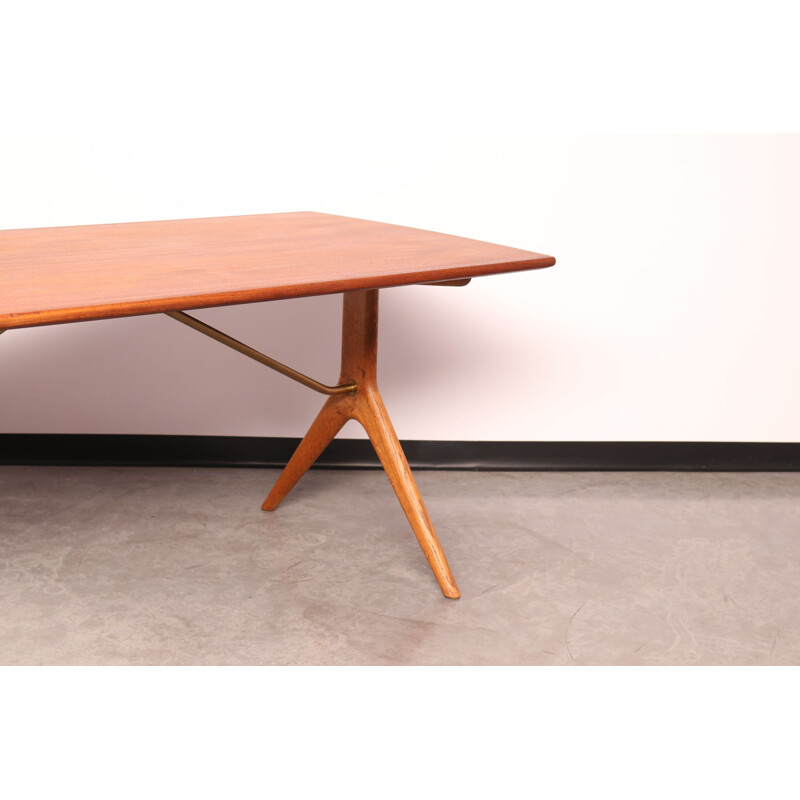 Vintage teak & brass Coffee table in oak by Ekselius for JOC Jo Carlsson, Sweden 1960s