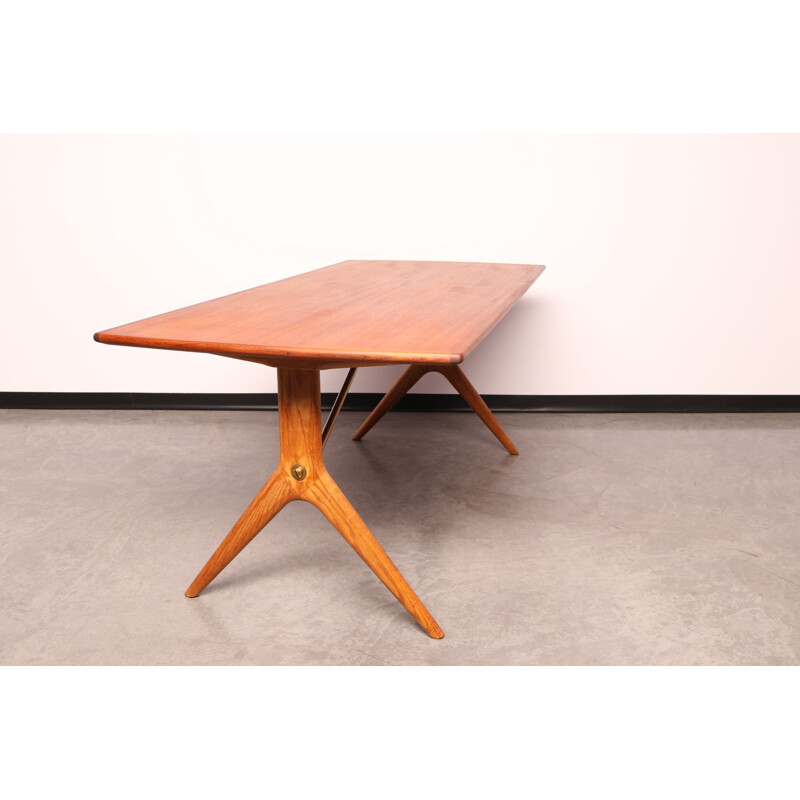 Vintage teak & brass Coffee table in oak by Ekselius for JOC Jo Carlsson, Sweden 1960s