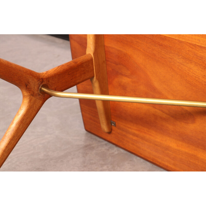 Vintage teak & brass Coffee table in oak by Ekselius for JOC Jo Carlsson, Sweden 1960s