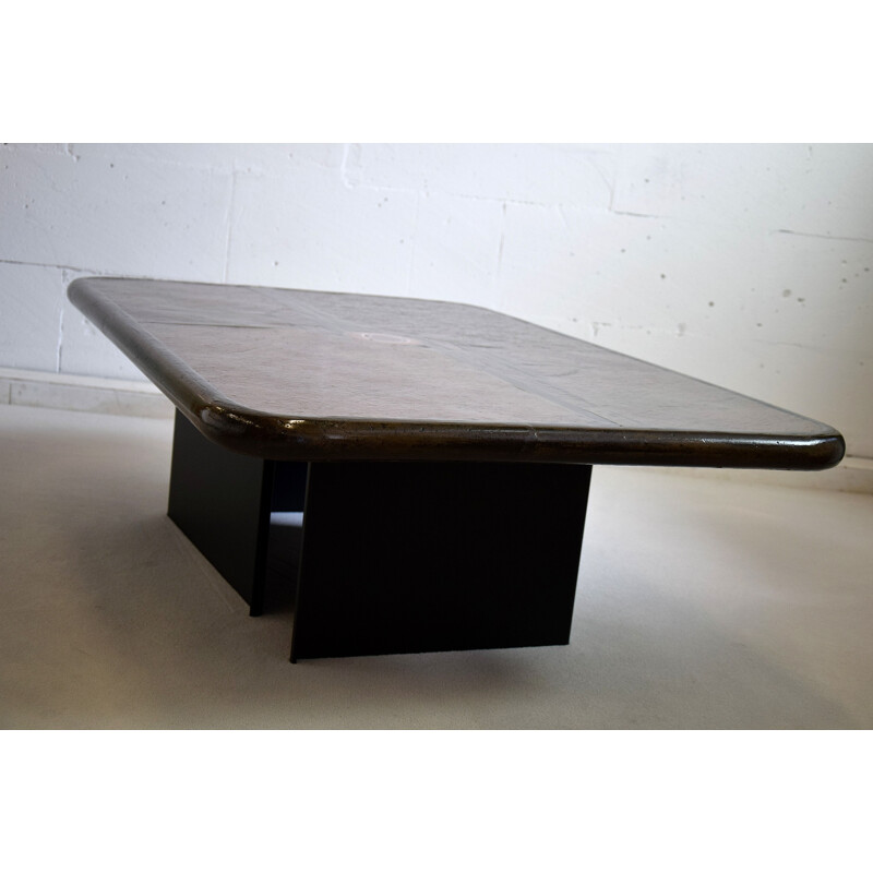 Mesa de centro moderna vintage de latón y ágata de Paul Kingma, 1950