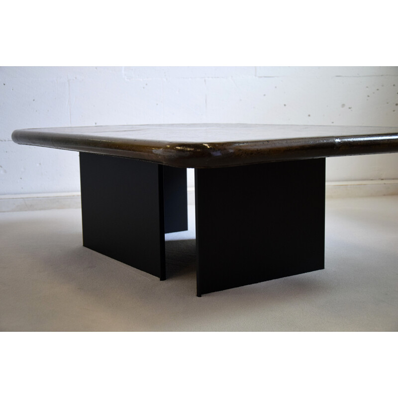 Modern vintage brass and agate coffee table by Paul Kingma, 1950